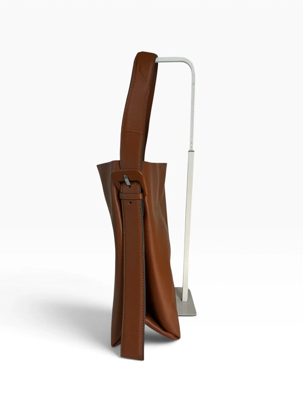Mango Smooth Leather Shoulder Bag in Cognac Brown